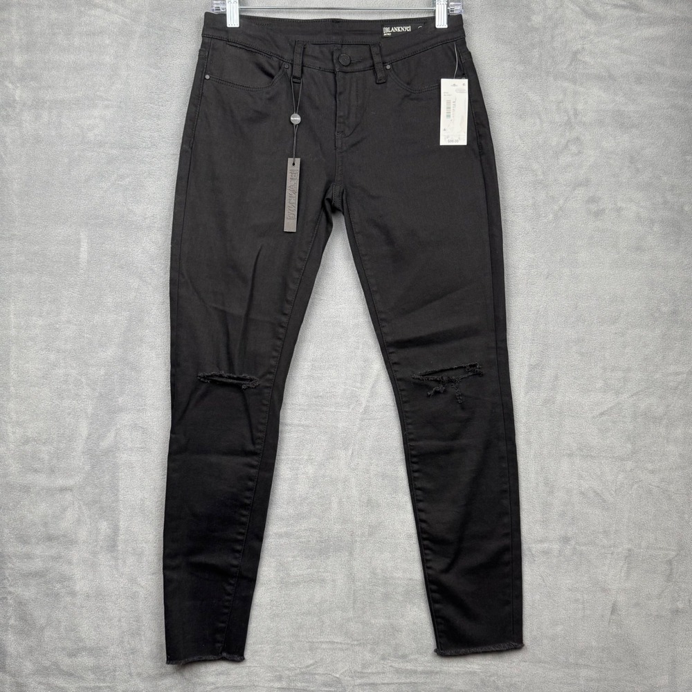 BLANKNYC Women's Black Skinny Fit Distressed Jeans Intro Style 05L1010 Size 26‎